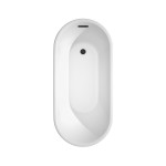 59 Inch Freestanding Bathtub in White, Matte Black Drain and Overflow Trim