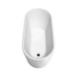 59 Inch Freestanding Bathtub in White, Matte Black Drain and Overflow Trim