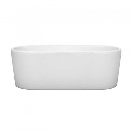 67 Inch Freestanding Bathtub in White, Matte Black Drain and Overflow Trim