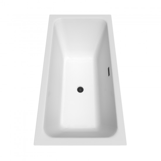 67 Inch Freestanding Bathtub in White, Matte Black Drain and Overflow Trim