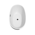 59 Inch Freestanding Bathtub in White, Matte Black Drain and Overflow Trim
