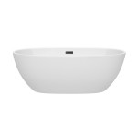 67 Inch Freestanding Bathtub in White, Matte Black Drain and Overflow Trim