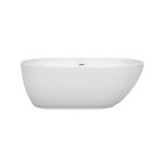 60 Inch Freestanding Bathtub in White, Shiny White Drain and Overflow Trim