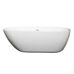 65 Inch Freestanding Bathtub in White, Shiny White Drain and Overflow Trim