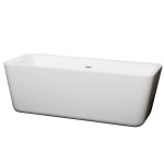 69 Inch Freestanding Bathtub in White, Shiny White Drain and Overflow Trim