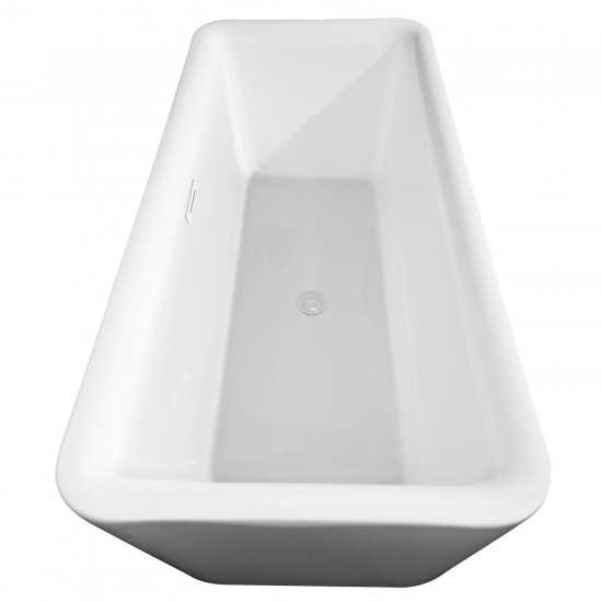 69 Inch Freestanding Bathtub in White, Shiny White Drain and Overflow Trim