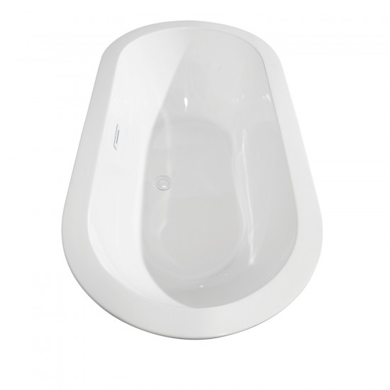 60 Inch Freestanding Bathtub in White, Shiny White Drain and Overflow Trim