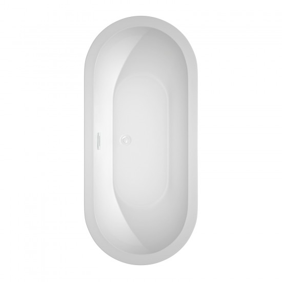68 Inch Freestanding Bathtub in White, Shiny White Drain and Overflow Trim