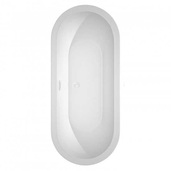 72 Inch Freestanding Bathtub in White, Shiny White Drain and Overflow Trim