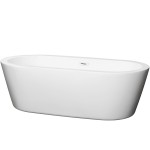 71 Inch Freestanding Bathtub in White, Shiny White Drain and Overflow Trim