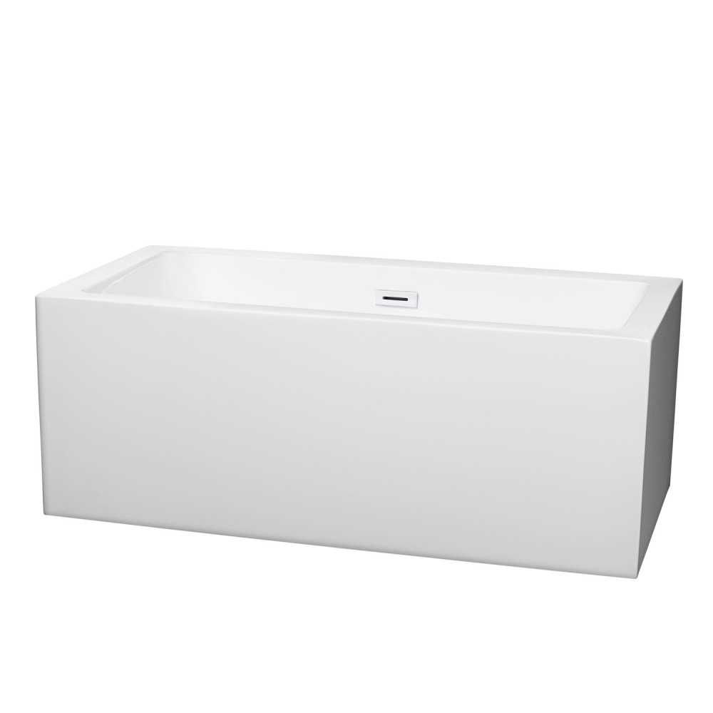 60 Inch Freestanding Bathtub in White, Shiny White Drain and Overflow Trim 60 Inch Freestanding Bathtub in White, Shiny White Drain and Overflow Trim