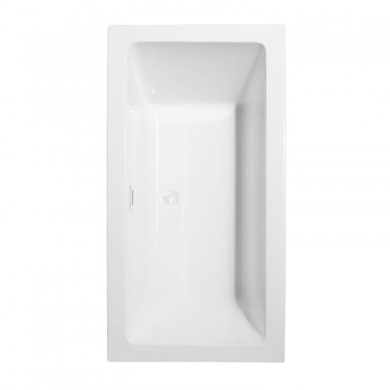 60 Inch Freestanding Bathtub in White, Shiny White Drain and Overflow Trim