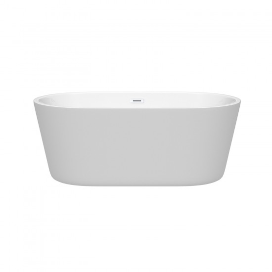 60 Inch Freestanding Bathtub in White, Shiny White Drain and Overflow Trim