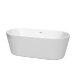 67 Inch Freestanding Bathtub in White, Shiny White Drain and Overflow Trim