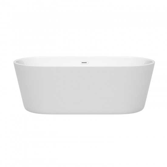 67 Inch Freestanding Bathtub in White, Shiny White Drain and Overflow Trim