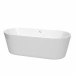 71 Inch Freestanding Bathtub in White, Shiny White Drain and Overflow Trim