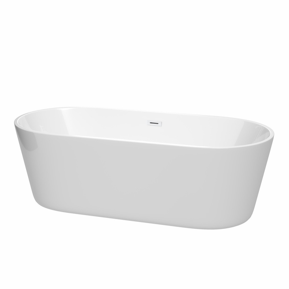 71 Inch Freestanding Bathtub in White, Shiny White Drain and Overflow Trim 71 Inch Freestanding Bathtub in White, Shiny White Drain and Overflow Trim