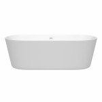 71 Inch Freestanding Bathtub in White, Shiny White Drain and Overflow Trim