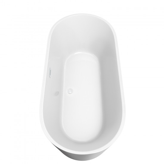 71 Inch Freestanding Bathtub in White, Shiny White Drain and Overflow Trim