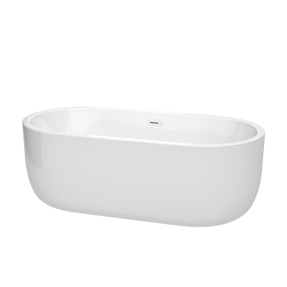 67 Inch Freestanding Bathtub in White, Shiny White Drain and Overflow Trim 67 Inch Freestanding Bathtub in White, Shiny White Drain and Overflow Trim