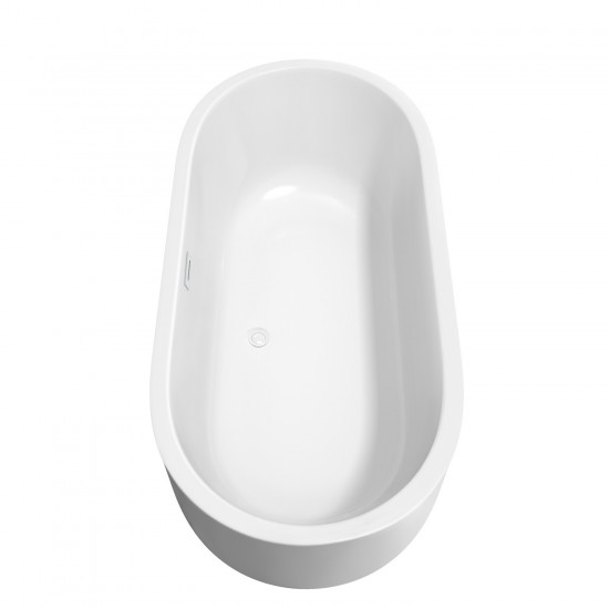 67 Inch Freestanding Bathtub in White, Shiny White Drain and Overflow Trim