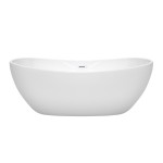 65 Inch Freestanding Bathtub in White, Shiny White Drain and Overflow Trim