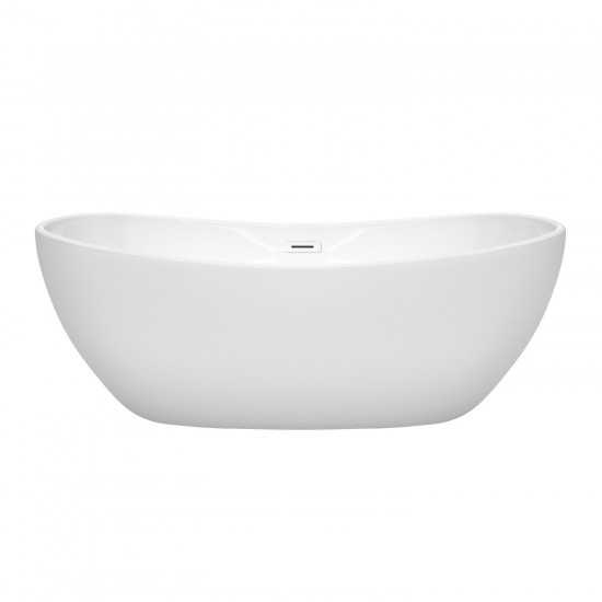 65 Inch Freestanding Bathtub in White, Shiny White Drain and Overflow Trim