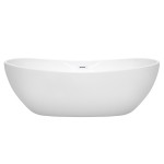 70 Inch Freestanding Bathtub in White, Shiny White Drain and Overflow Trim