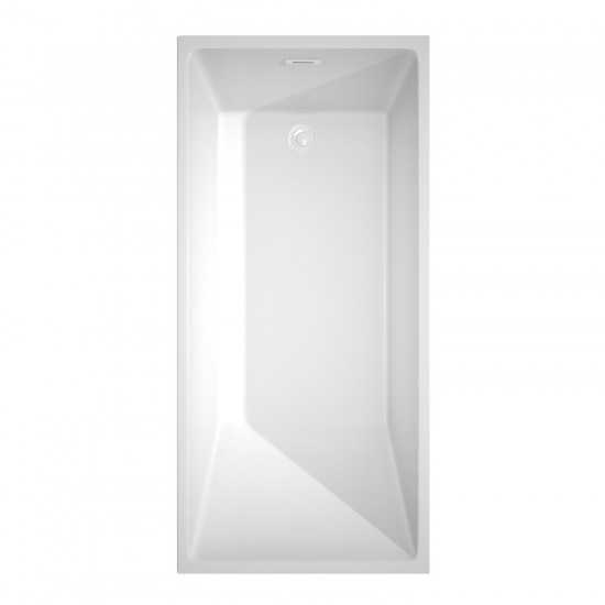 67 Inch Freestanding Bathtub in White, Shiny White Drain and Overflow Trim
