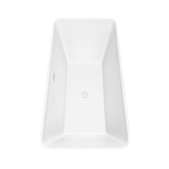 67 Inch Freestanding Bathtub in White, Shiny White Drain and Overflow Trim