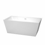 59 Inch Freestanding Bathtub in White, Shiny White Drain and Overflow Trim