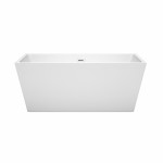 59 Inch Freestanding Bathtub in White, Shiny White Drain and Overflow Trim
