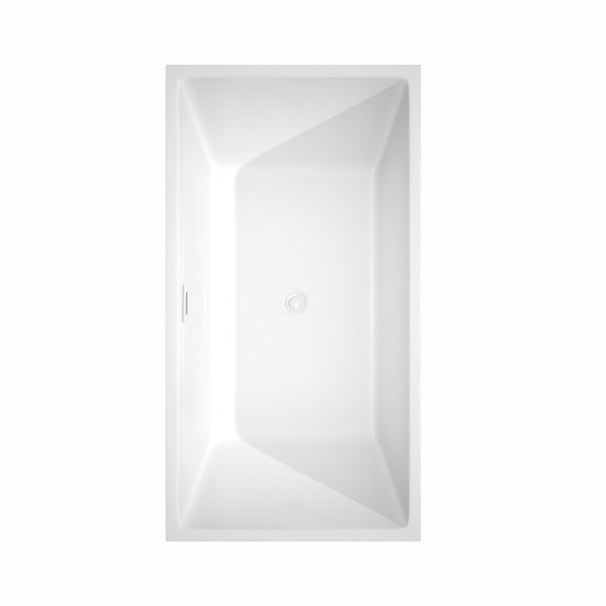 59 Inch Freestanding Bathtub in White, Shiny White Drain and Overflow Trim