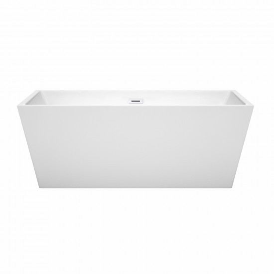 63 Inch Freestanding Bathtub in White, Shiny White Drain and Overflow Trim