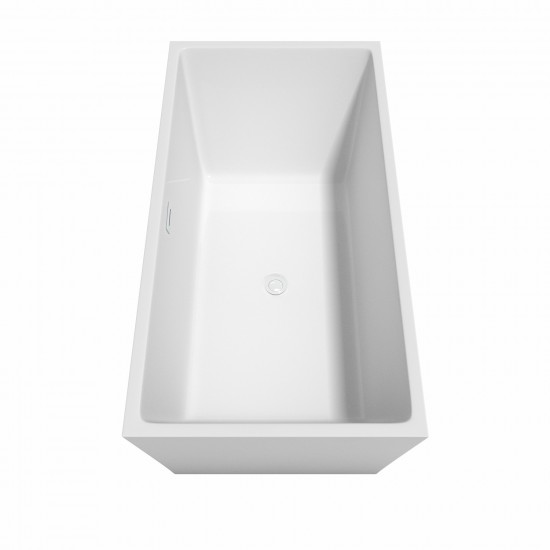 63 Inch Freestanding Bathtub in White, Shiny White Drain and Overflow Trim