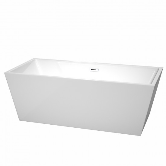 67 Inch Freestanding Bathtub in White, Shiny White Drain and Overflow Trim