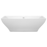 71 Inch Freestanding Bathtub in White, Shiny White Drain and Overflow Trim