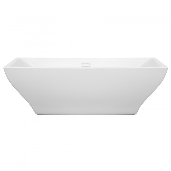 71 Inch Freestanding Bathtub in White, Shiny White Drain and Overflow Trim