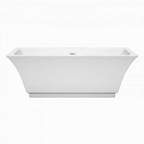 67 Inch Freestanding Bathtub in White, Shiny White Drain and Overflow Trim