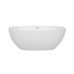 63 Inch Freestanding Bathtub in White, Shiny White Drain and Overflow Trim