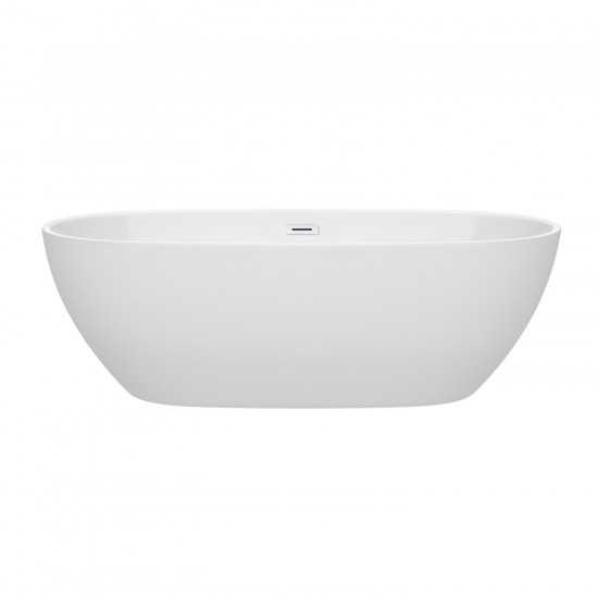 71 Inch Freestanding Bathtub in White, Shiny White Drain and Overflow Trim