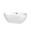 60 Inch Freestanding Bathtub in White, Matte Black Drain and Overflow Trim