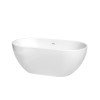 60 Inch Freestanding Bathtub in White, Shiny White Drain and Overflow Trim