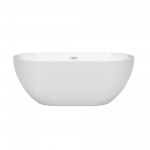 60 Inch Freestanding Bathtub in White, Shiny White Drain and Overflow Trim