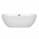 67 Inch Freestanding Bathtub in White, Matte Black Drain and Overflow Trim