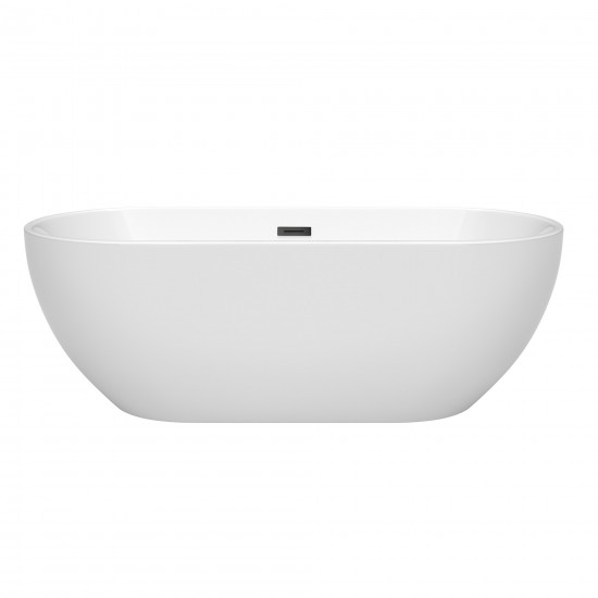 67 Inch Freestanding Bathtub in White, Matte Black Drain and Overflow Trim