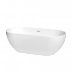67 Inch Freestanding Bathtub in White, Shiny White Drain and Overflow Trim
