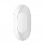 63 Inch Freestanding Bathtub in Matte White, Chrome Drain, Overflow Trim