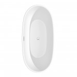 67 Inch Freestanding Bathtub in Matte White, Chrome Drain, Overflow Trim
