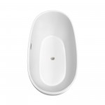 67 Inch Freestanding Bathtub in White, Floor Mounted Faucet, Drain, Trim in Nickel